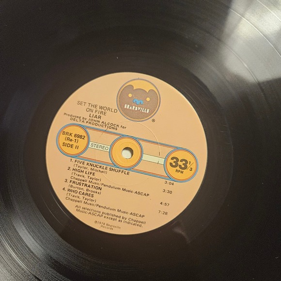 Liar – Set The World On Fire Bearsville 1978BRK 6982 PROMO LP VG+ EX/EX - Picture 3 of 4